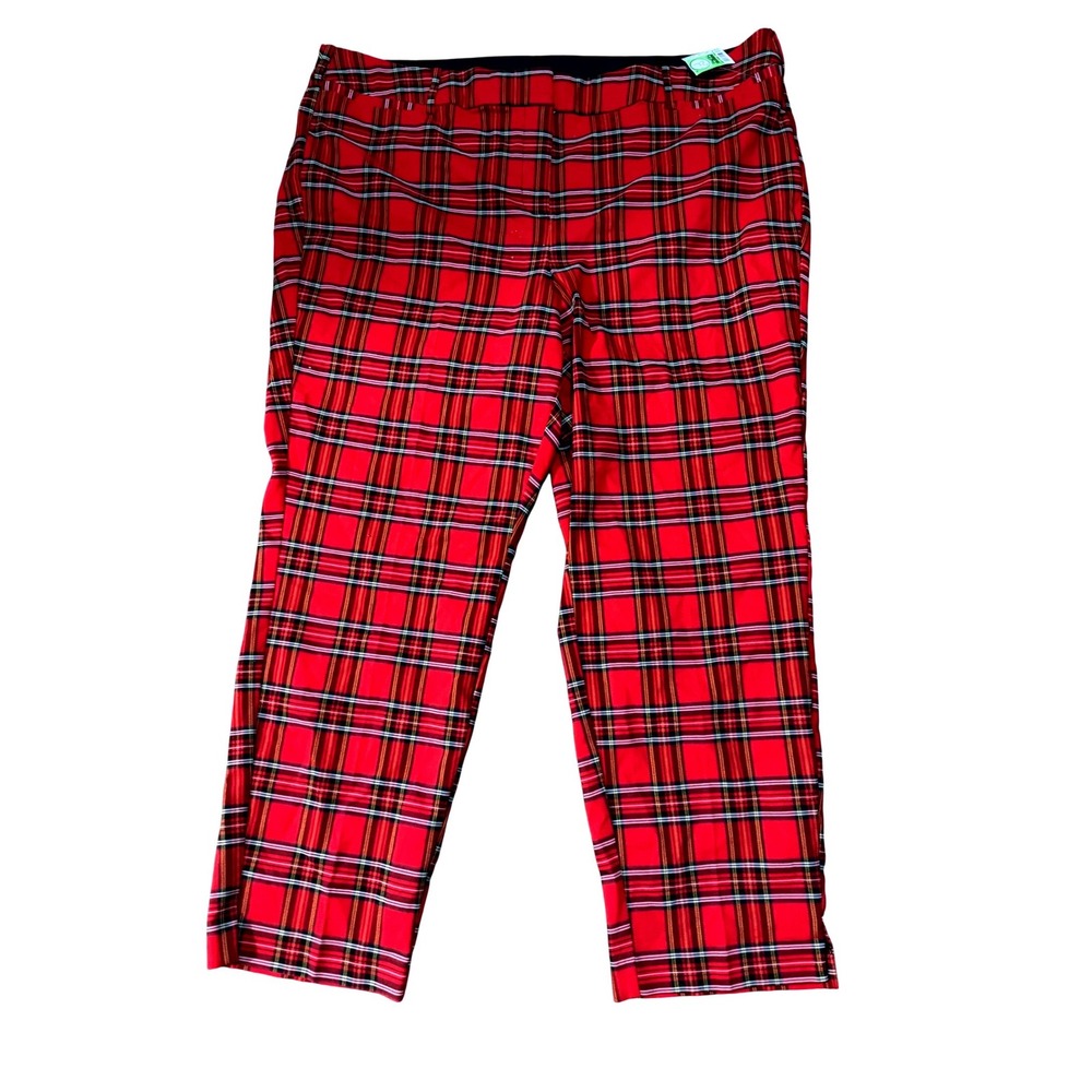 Lane Bryant Red Plaid Plus Pants Size 22 Tapered Leg Holiday Tartan Pants